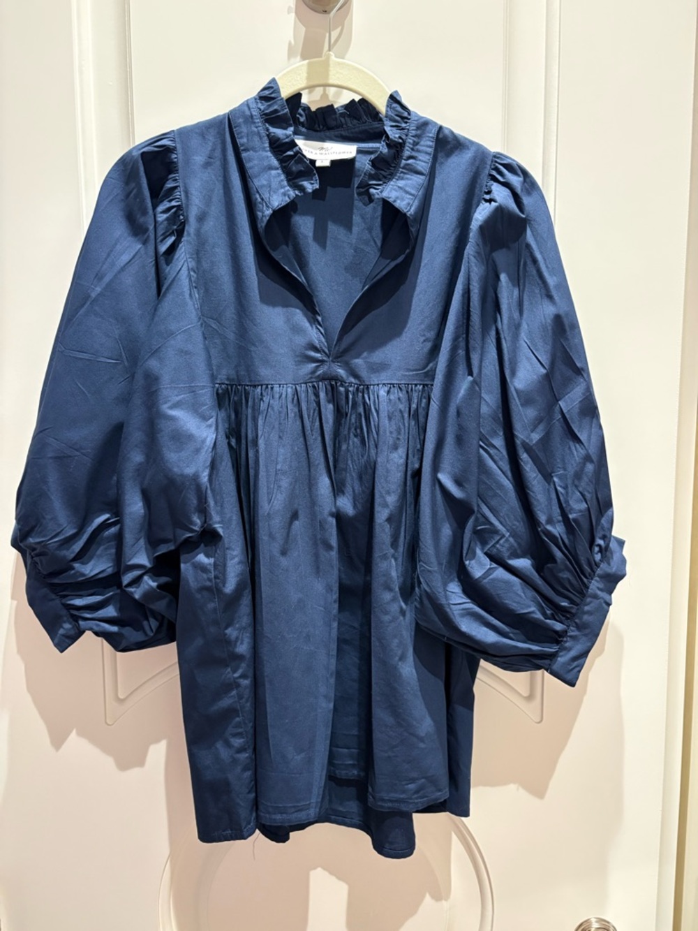 Wallflower Navy Ruffle Neck Blouse